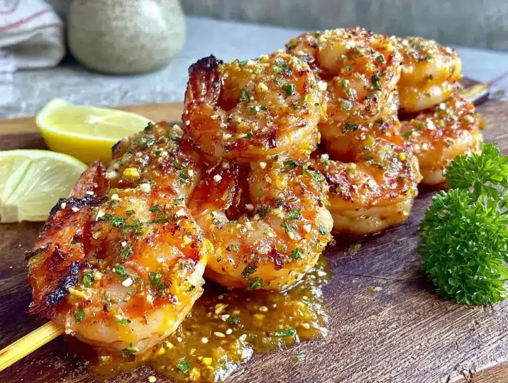 lemon pepper grilled shrimp skewers - featured image