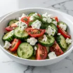marinated cucumber tomato feta salad - featured image