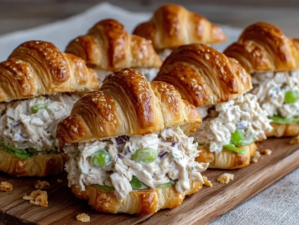 mini chicken salad croissant sandwiches - featured image