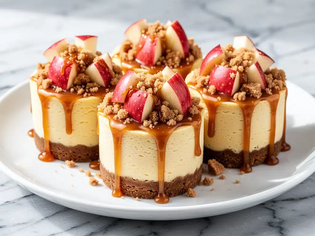 no-bake salted caramel apple cheesecake cups - featured image