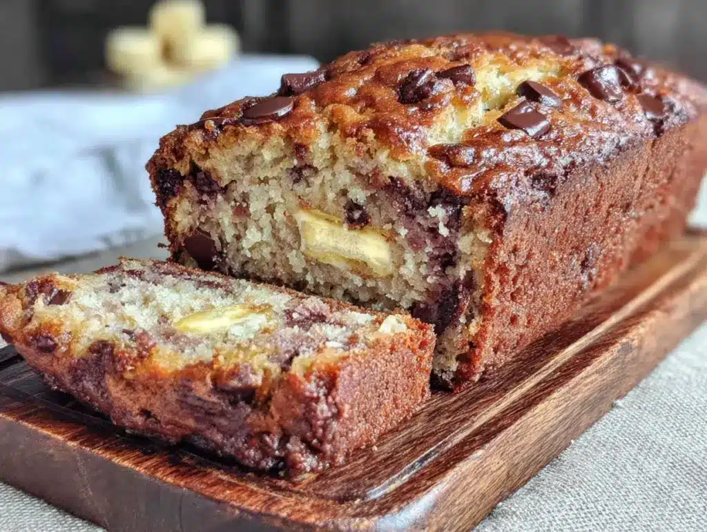 one-bowl banana bread with chocolate chips - featured image