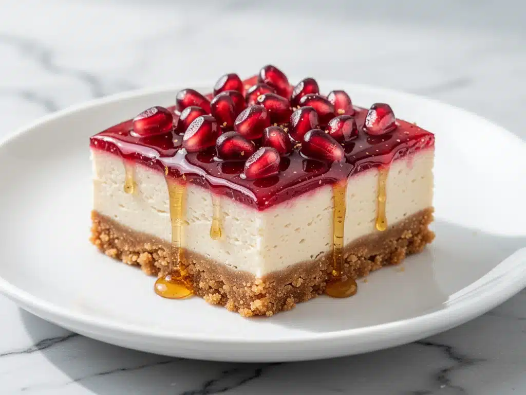 Rosh Hashanah Pomegranate Honey Cheesecake Bars - featured image