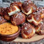 smoked beer cheese pretzel bites - featured image