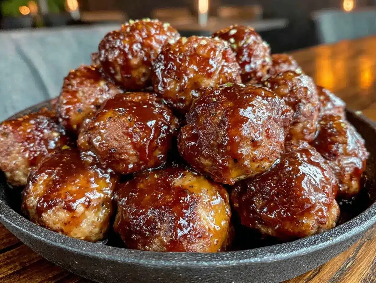 Football Sunday Smoky BBQ Meatballs with Bourbon Glaze 4 smoky BBQ meatballs with bourbon glaze preparation steps