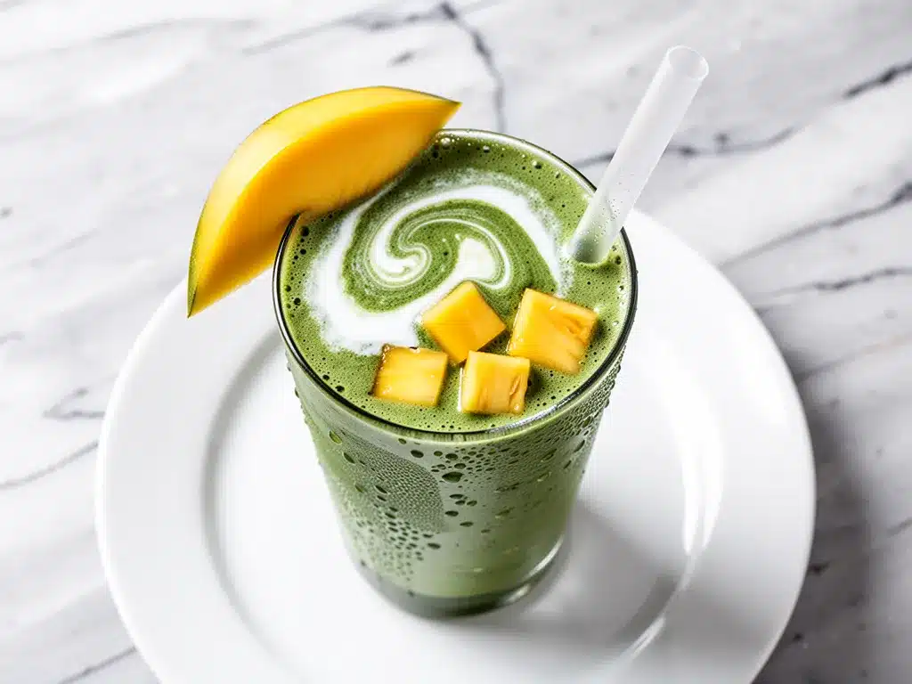 Tropical Mango Pineapple Green Smoothie: 5 Ingredients 4 Tropical Mango Pineapple Green Smoothie preparation steps